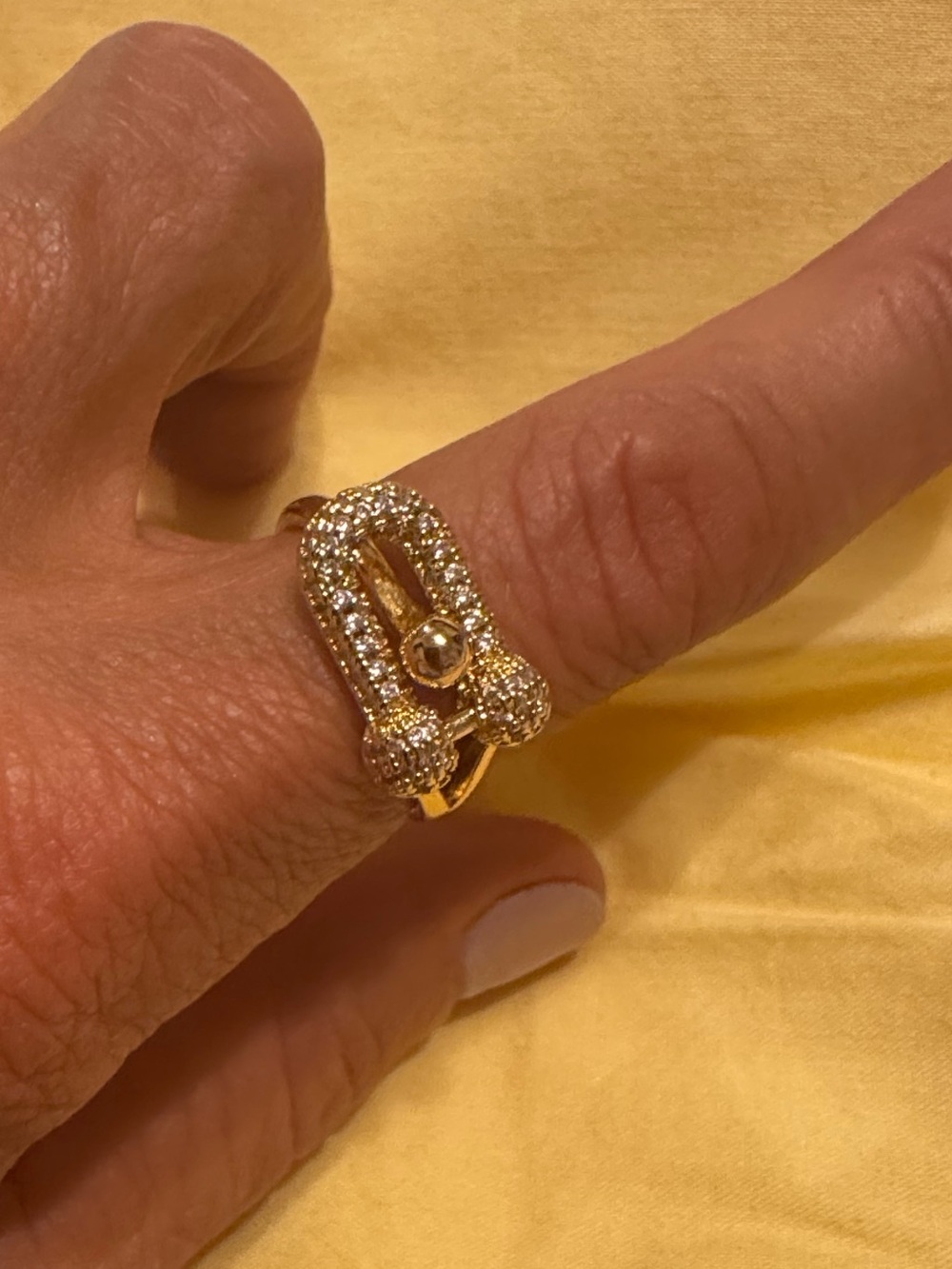 14k Gold-Filled and Moissanite Padlock Ring - Size 6-1/2”